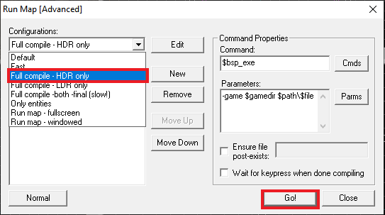 select Full compile - HDR only and click Go!